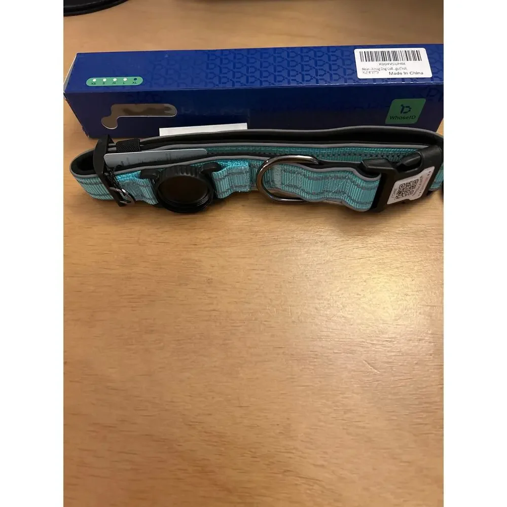New WhoseID Anti-Lost AirTag Pet Dog Collar For Apple Phone teal Size XL